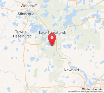 Map of Lake Tomahawk, Wisconsin