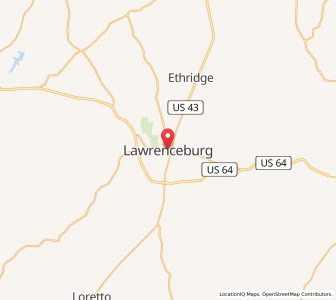Map of Lawrenceburg, Tennessee