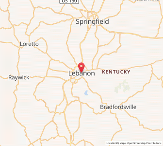 Map of Lebanon, Kentucky