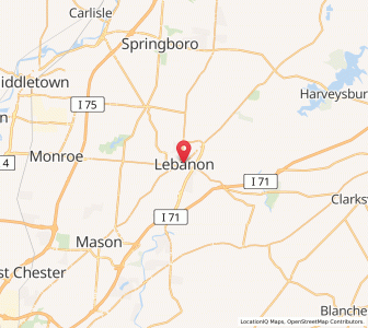 Map of Lebanon, Ohio