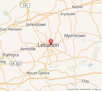 Map of Lebanon, Pennsylvania