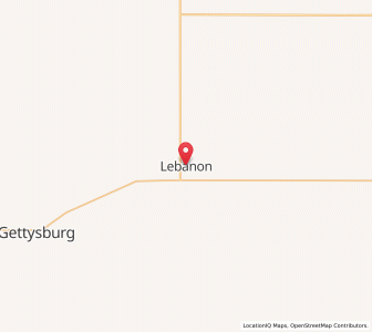 Map of Lebanon, South Dakota