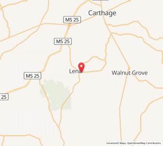 Map of Lena, Mississippi