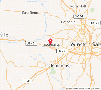 Map of Lewisville, North Carolina