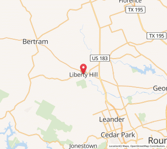 Map of Liberty Hill, Texas