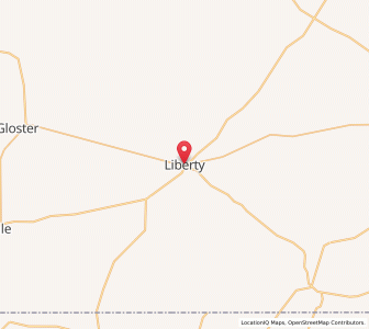 Map of Liberty, Mississippi