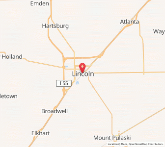 Map of Lincoln, Illinois