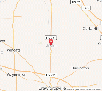 Map of Linden, Indiana