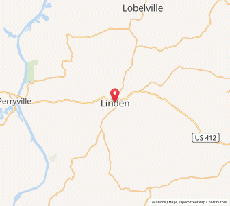 Map of Linden, Tennessee