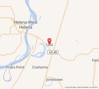 Map of Lula, Mississippi