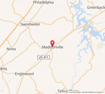 Map of Madisonville, Tennessee