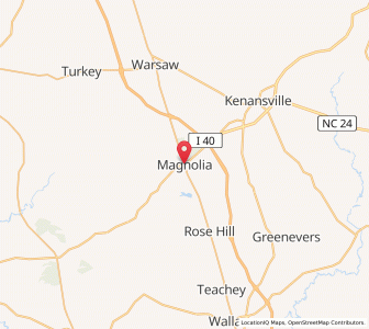 Map of Magnolia, North Carolina