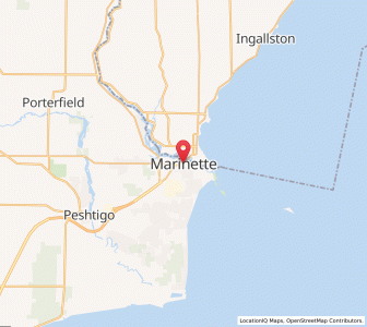 Map of Marinette, Wisconsin