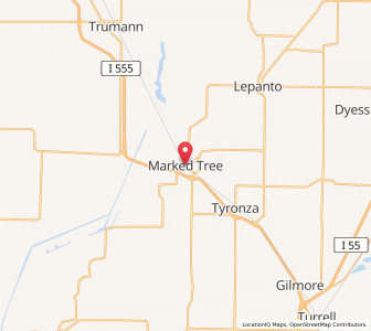 Map of Marked Tree, Arkansas