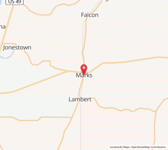 Map of Marks, Mississippi