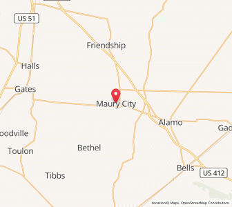 Map of Maury City, Tennessee