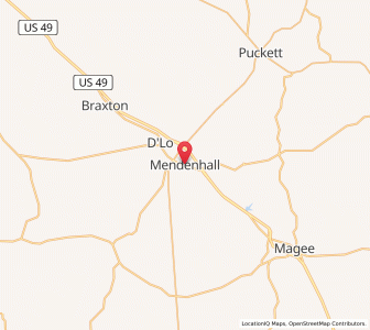 Map of Mendenhall, Mississippi