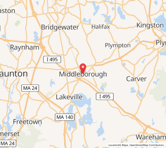 Map of Middleborough, Massachusetts