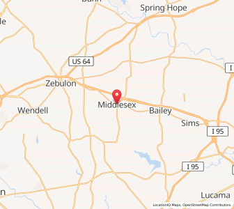 Map of Middlesex, North Carolina