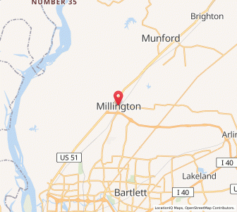 Map of Millington, Tennessee