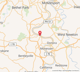 Map of Monongahela, Pennsylvania