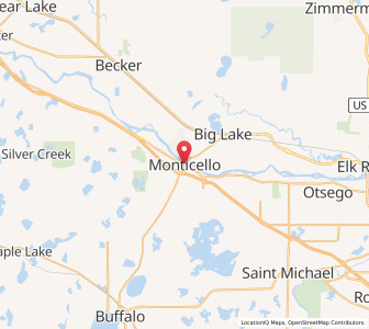 Map of Monticello, Minnesota
