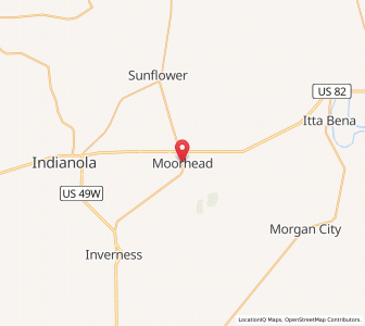 Map of Moorhead, Mississippi