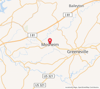 Map of Mosheim, Tennessee