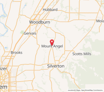 Map of Mount Angel, Oregon