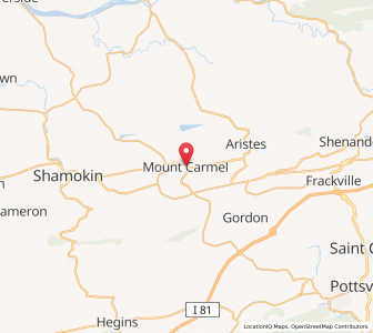 Map of Mount Carmel, Pennsylvania