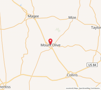 Map of Mount Olive, Mississippi