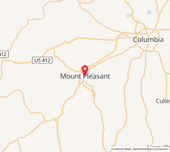 Map of Mount Pleasant, Tennessee
