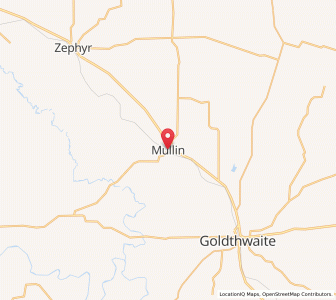 Map of Mullin, Texas