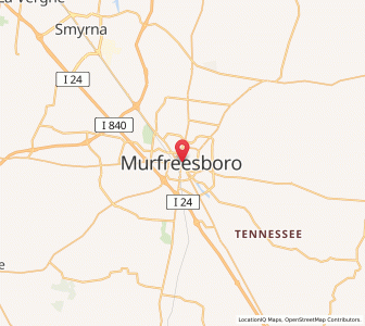 Map of Murfreesboro, Tennessee