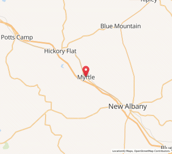 Map of Myrtle, Mississippi