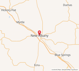 Map of New Albany, Mississippi