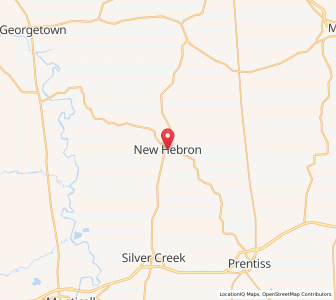 Map of New Hebron, Mississippi