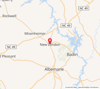 Map of New London, North Carolina