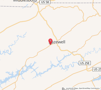 Map of New Tazewell, Tennessee