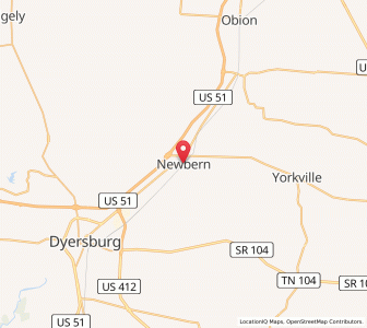 Map of Newbern, Tennessee