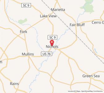 Map of Nichols, South Carolina