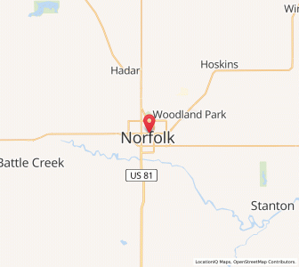 Map of Norfolk, Nebraska