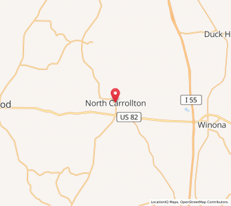 Map of North Carrollton, Mississippi