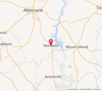 Map of Norwood, North Carolina