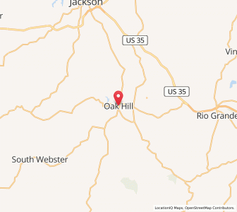 Map of Oak Hill, Ohio