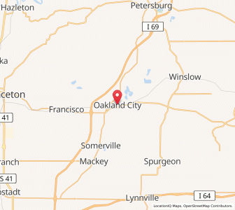 Map of Oakland City, Indiana