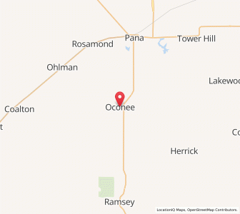 Map of Oconee, Illinois