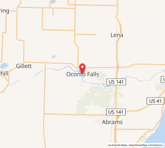 Map of Oconto Falls, Wisconsin