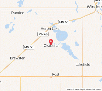 Map of Okabena, Minnesota