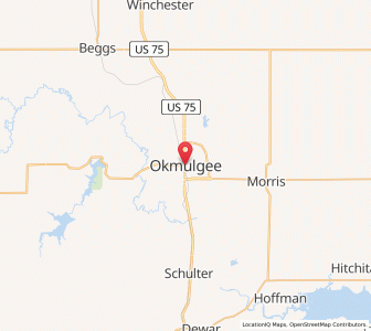 Map of Okmulgee, Oklahoma